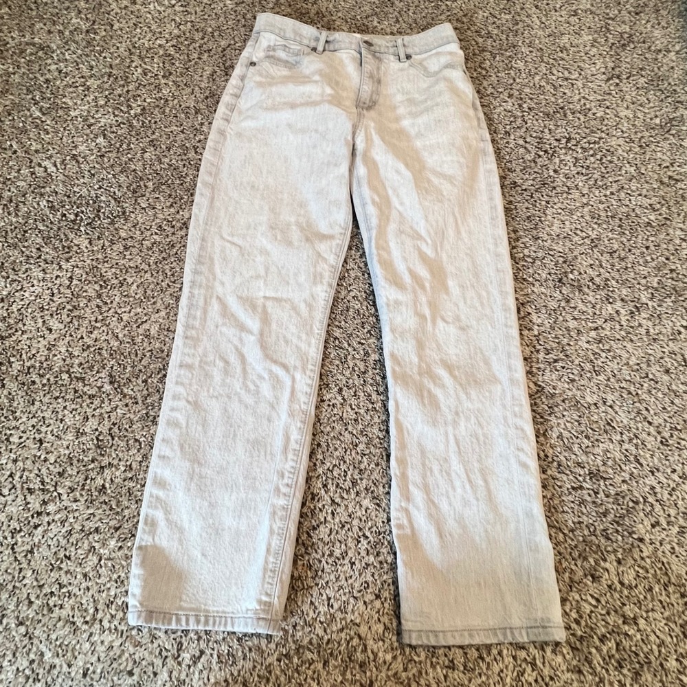 LOFT Womens Light Grey High Waist Straight Crop Denim Jeans Size 26 2